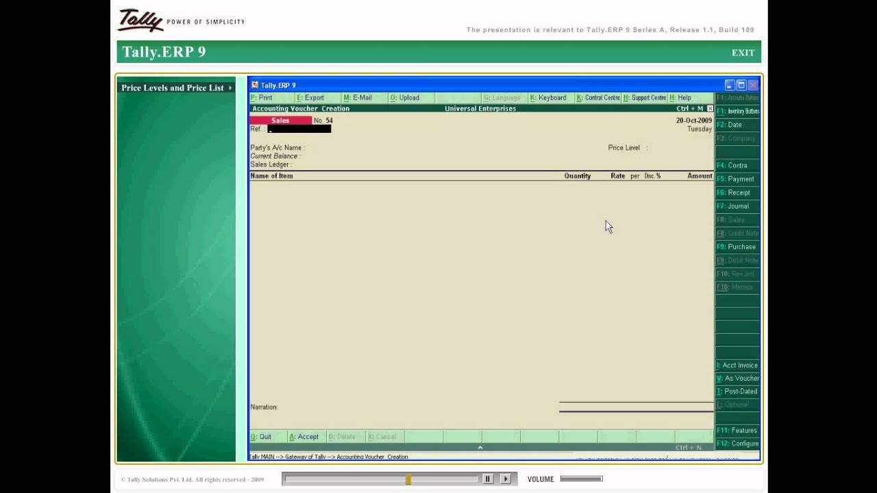 Price Levels and Price Lists in Tally.ERP 9 Accounting Software
