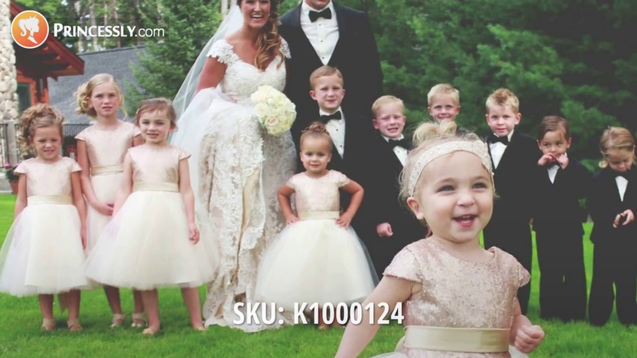 Tulle, Mint / Blush Pink / Champagne / Gold & Sequin Flower Girl Dresses | Princessly Dresses