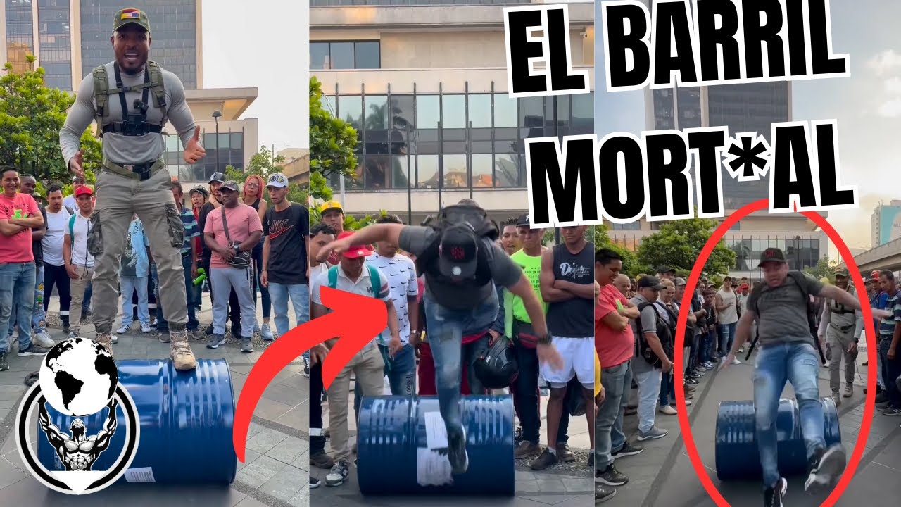Abuelo le gana a muchos j&oacute;venes caminando sobre un barril 😲 MUNDO EXTREMO