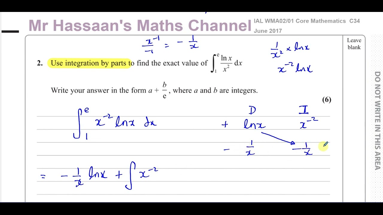[P4] C34, (IAL), WMA02/01, June 2017, Q2, Integration by Parts, DI Method