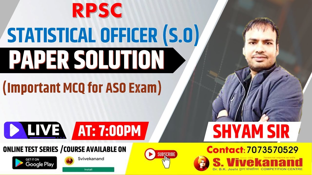 (RPSC) STATISTICAL OFFICER PAPER 2022 SOLUTION | STATISTICS IMPORTANT QUESTIONS FOR ASO