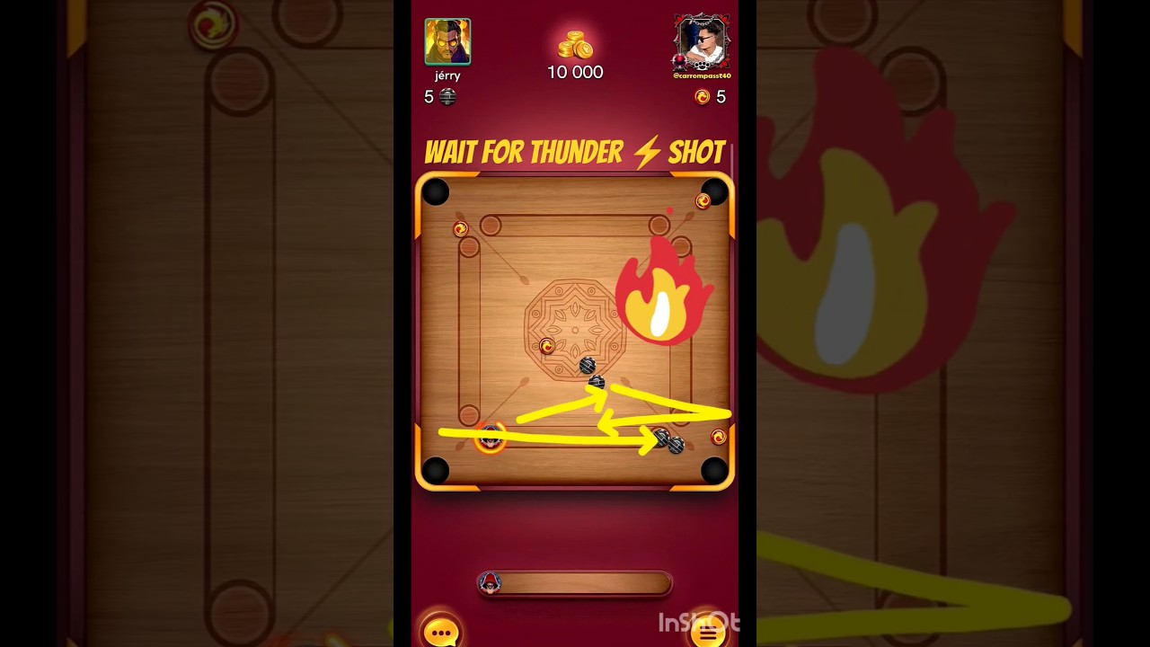 ThunderBolt ⚡ Shot🔥 Carrom Pool trick shots