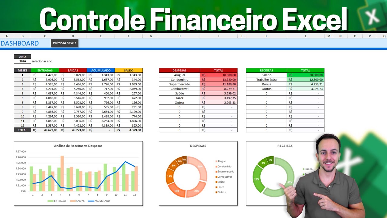 Como Fazer Planilha Controle Financeiro com Dashboard no Excel Passo a Passo Completo
