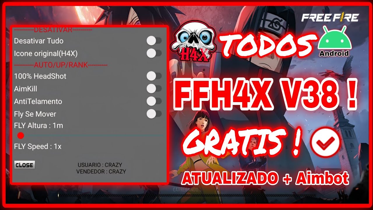 😱 SAIU 😱 MOD MENU FFH4X V38 - V139 CRKACKED 😱 + DESBAN FREEFIRE 1.90.X 100%ANTIBLACKLIST - ANTIBAN