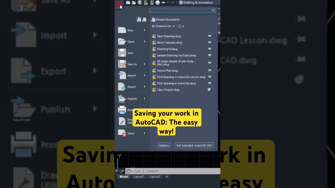How to save AutoCAD drawing: The Easy way and the not so easy way! #autocad #autocaddrawing