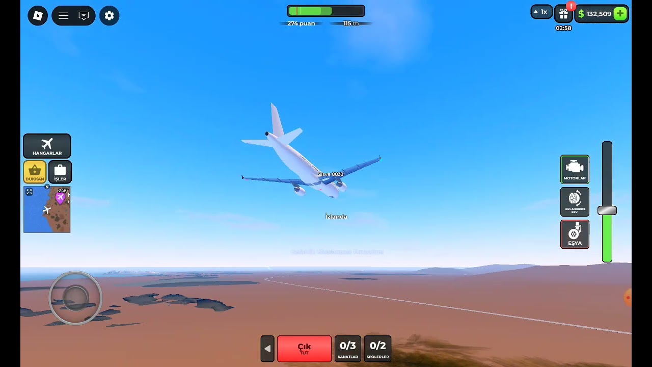 Roblox'ta uçak oyunu oynayarak uçak gezintisi yaptım