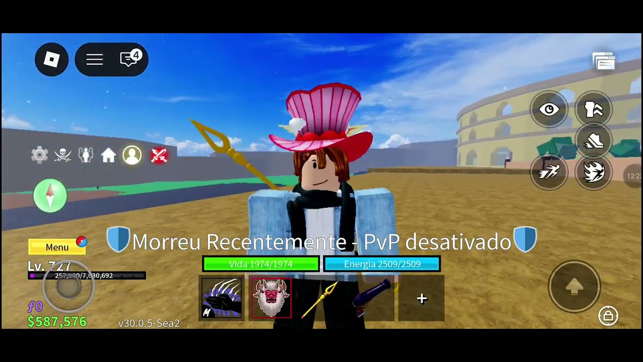 Primeiro episódio da série de blox fruits: farmando para conseguir progresso no jogo