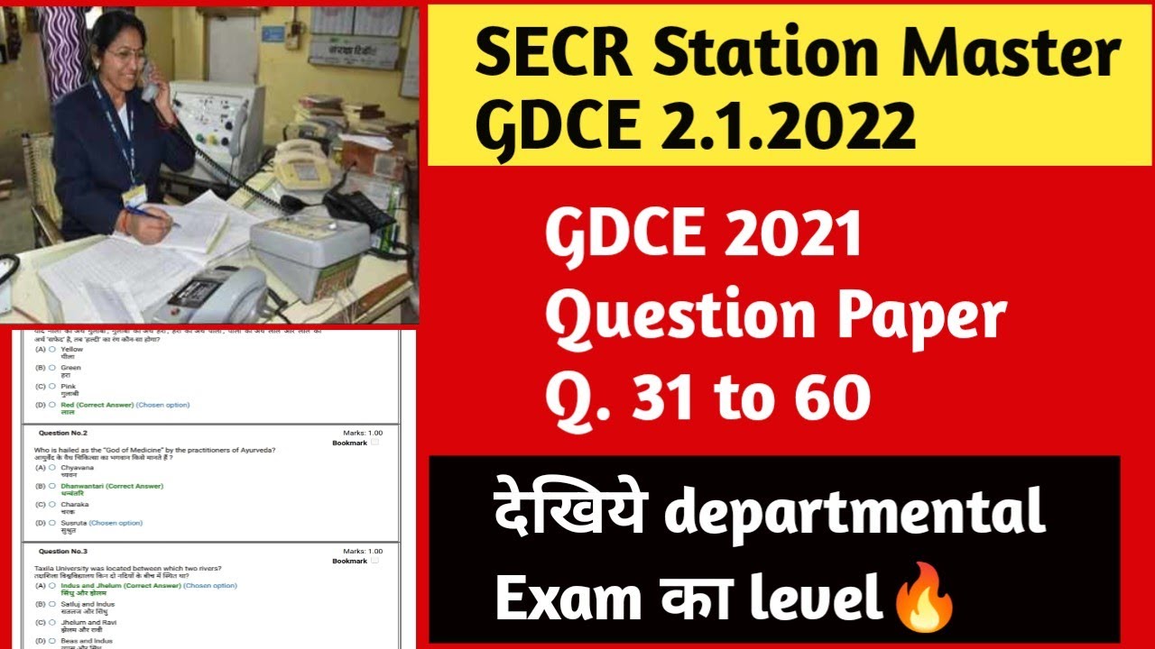 SECR Bilaspur GDCE Station Master Q. 31 to 60🔥🔥Check out the level of departmental exam🔥Group D M...