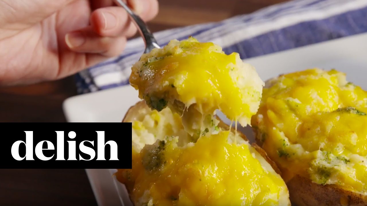 Broccoli Cheddar Twice Baked Potatoes | Delish