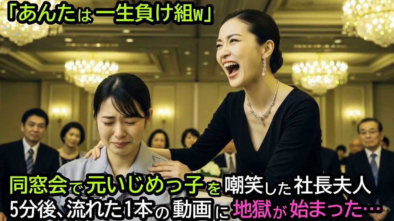 「あんたは一生負け組負け組w」同窓会で元いじめっ子を嘲笑した社長夫人。5分後、流れた1本の動画に地獄が始まった…