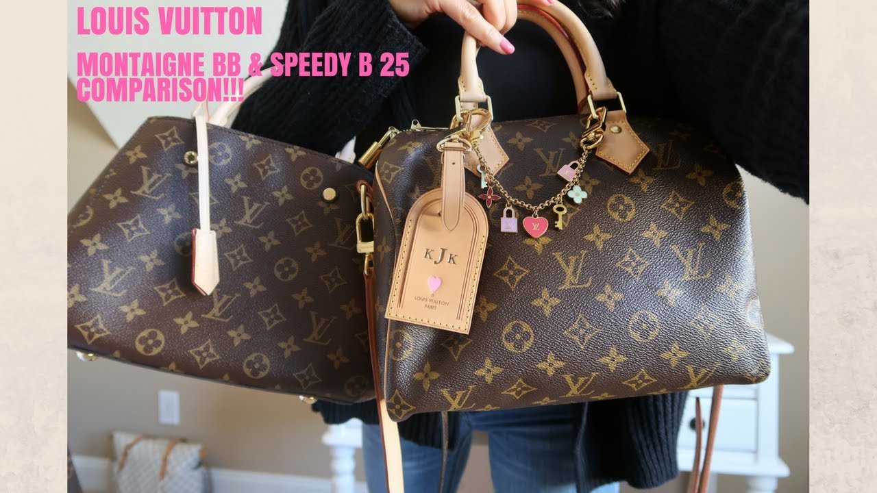 LOUIS VUITTON  MONTAIGNE BB & SPEEDY B 25 COMPARISON!!!!