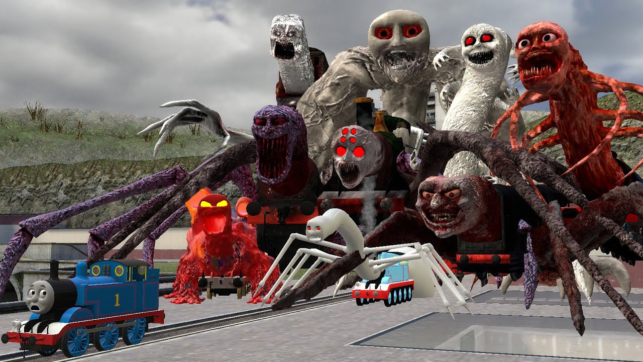 Building a Thomas Train Chased By New Cursed Thomas and Friends Family Monsters In Garry's Mod!?!!!!