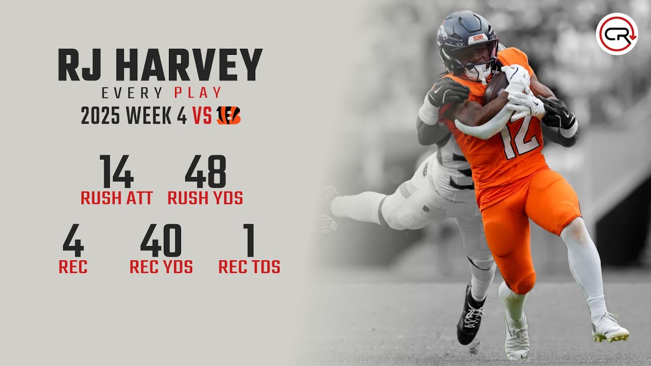 RJ Harvey Week 4 Highlights | Every Run, Target, and Catch vs Bengals