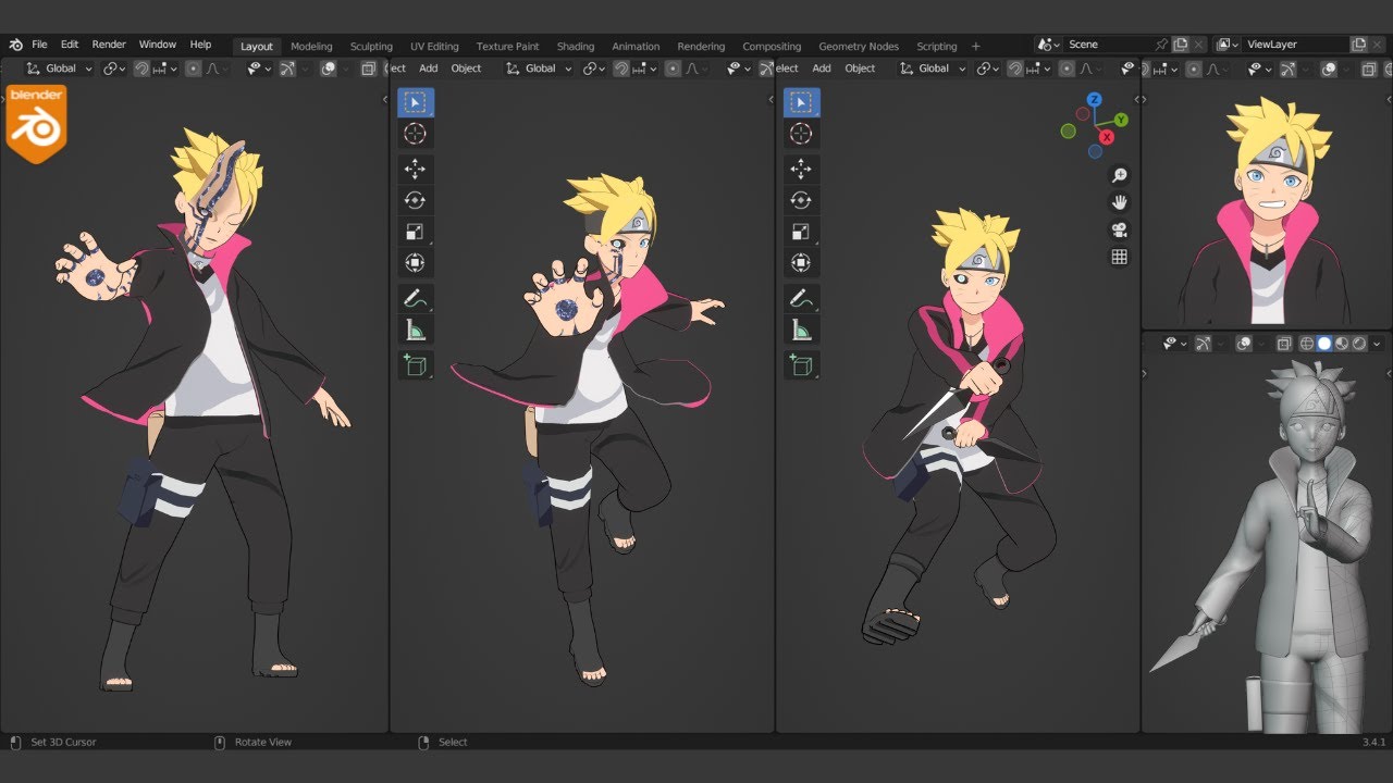 How to make Anime Character in Blender  -【Timelapse】