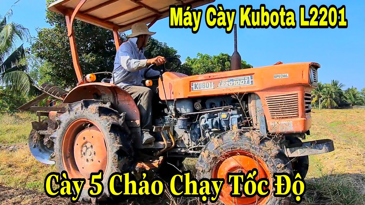 Máy Cày Kubota L2201 Cày Phá Luống Đất Trồng Hàng Bông,Chạy Tốc Độ Đất Lên Nhìn Đã Thiệt
