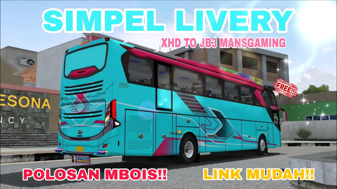 TIDAK USAH RIBET TINGGAL DOWNLOAD!! LIVERY SIMPEL JB3 MANSGAMING BIRU KOMBINASI PINK BUSSID 