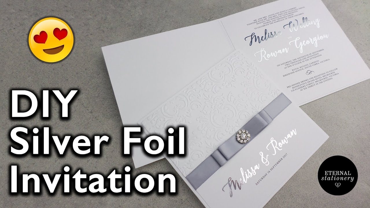 Elegant Silver Foiled Embossed Damask Invitation | Wedding Invitation DIY | Eternal Stationery