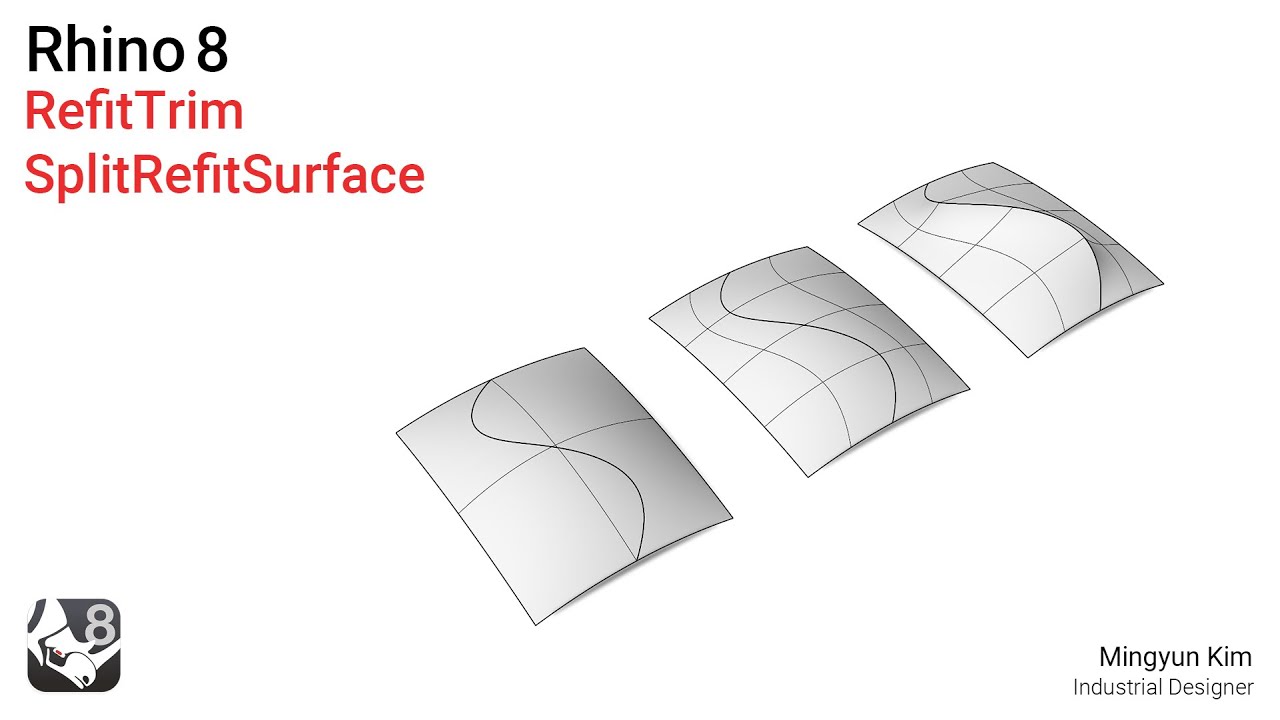 Rhino 8 기능 소개 - 자른 형태대로 Untrimmed Surface생성  RefitTrim & SplitRefitSurface