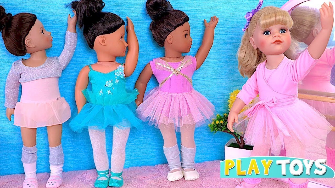 Gotz Baby Doll teaches the ballet class! Students dress in ballerina outfits!