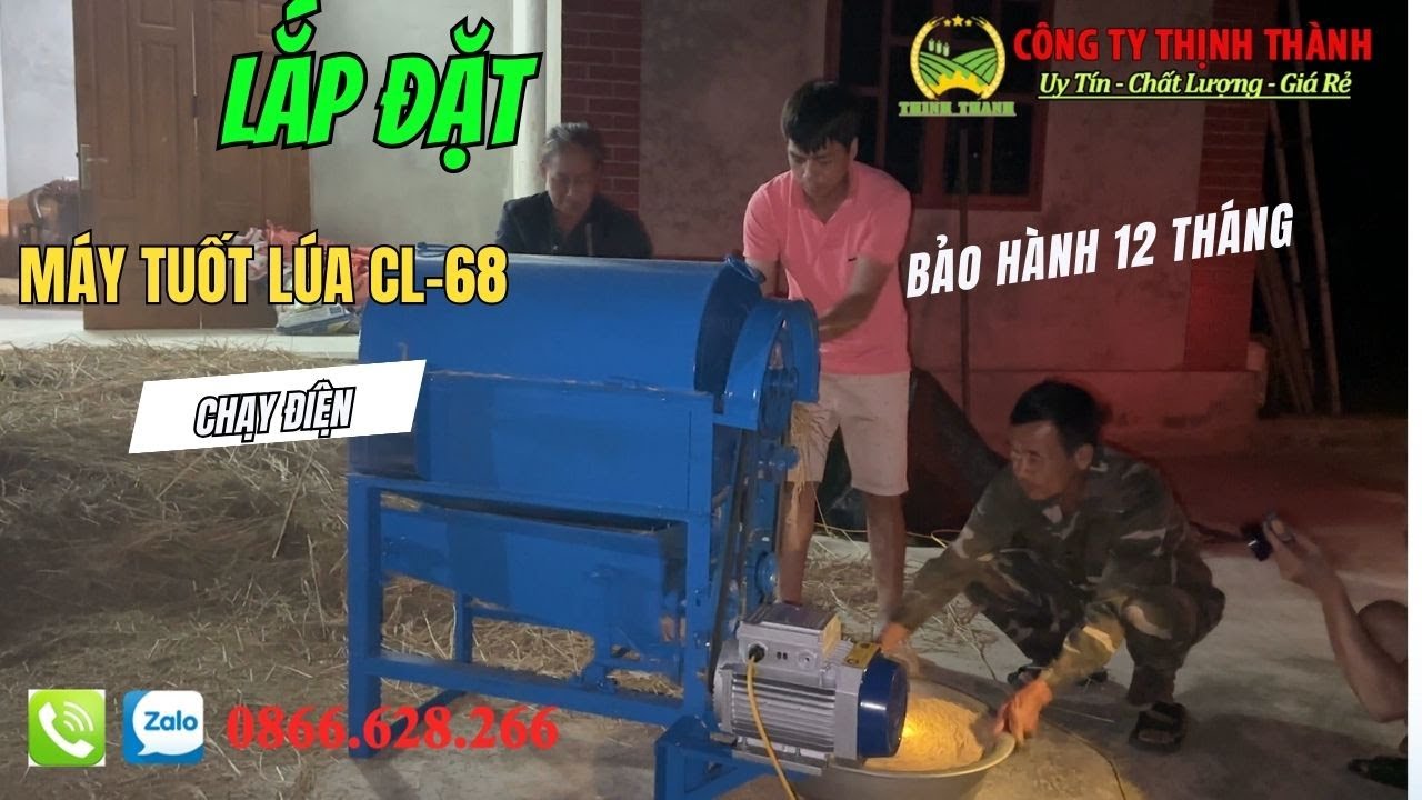 GIAO VÀ TEST MÁY TUỐT LÚA MINI CL68 CHẠY ĐIỆN CHO BÁC KHÁCH Ở PHÚ THỌ