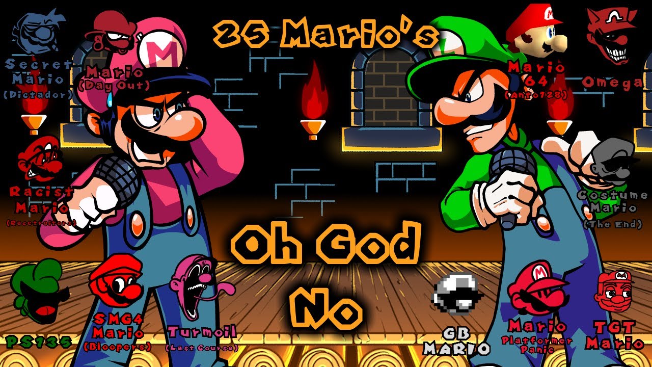 FNF - OH GOD NO / 25 Mario's (Mario's Madness v2)