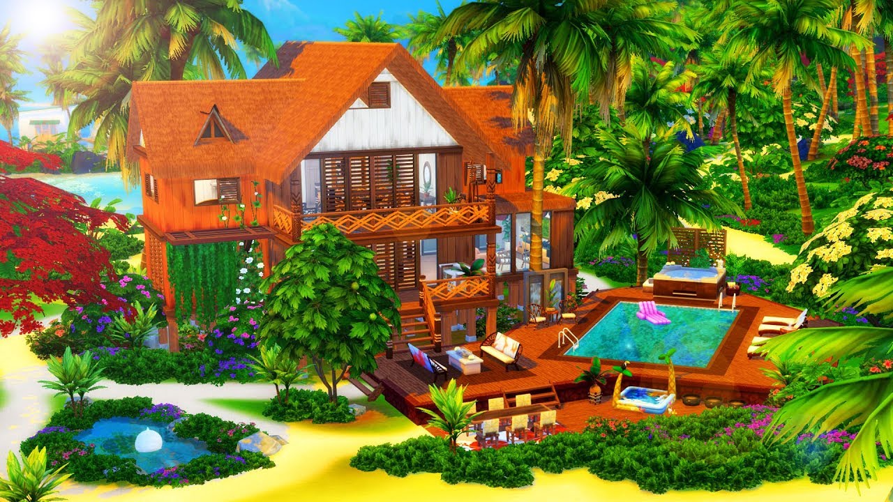 ТРОПИЧЕСКИЙ СЕМЕЙНЫЙ ДОМ // Sims 4 Быстрая постройка
