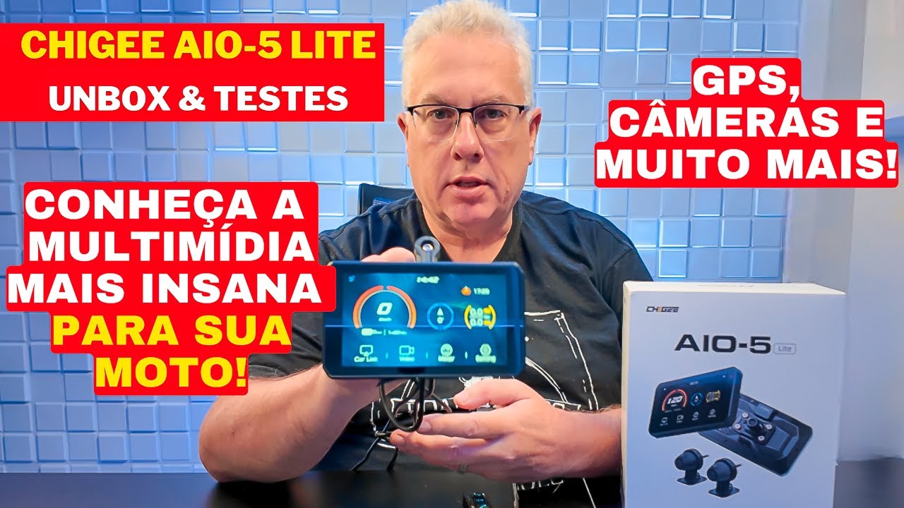 TESTAMOS o CHIGEE AIO-5 MULTIMIDIA + GPS + CAMERAS para sua MOTO!