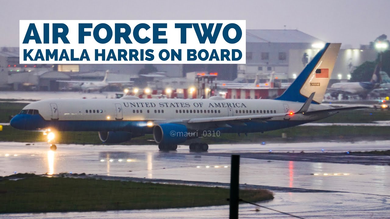 Air Force Two USAF B757 C-32A Takeoff from Mexico City After VP Kamala Harris Visit + C-17A Landing