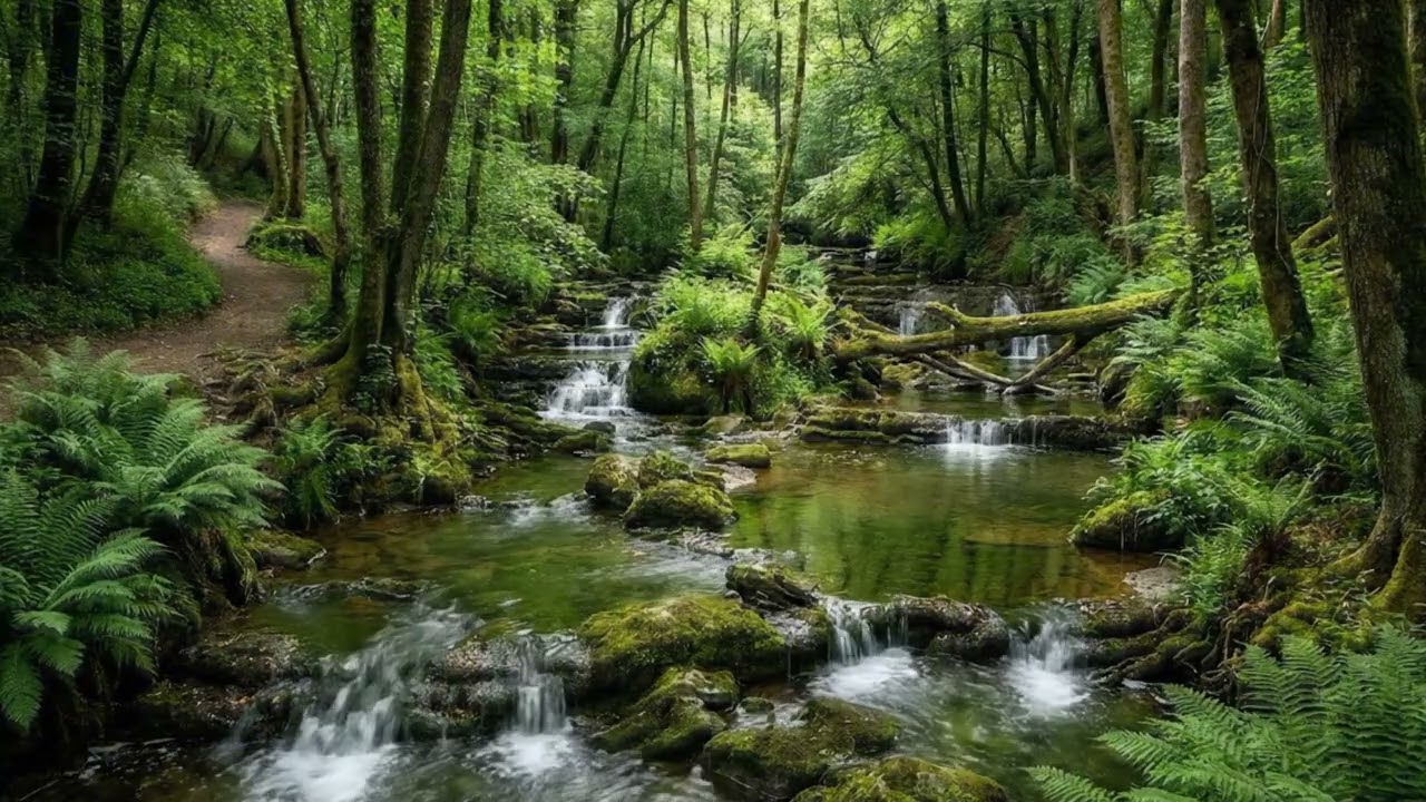 Tranquil Forest Stream Ambience with Bubbling Water Sounds for Meditation and Sleep