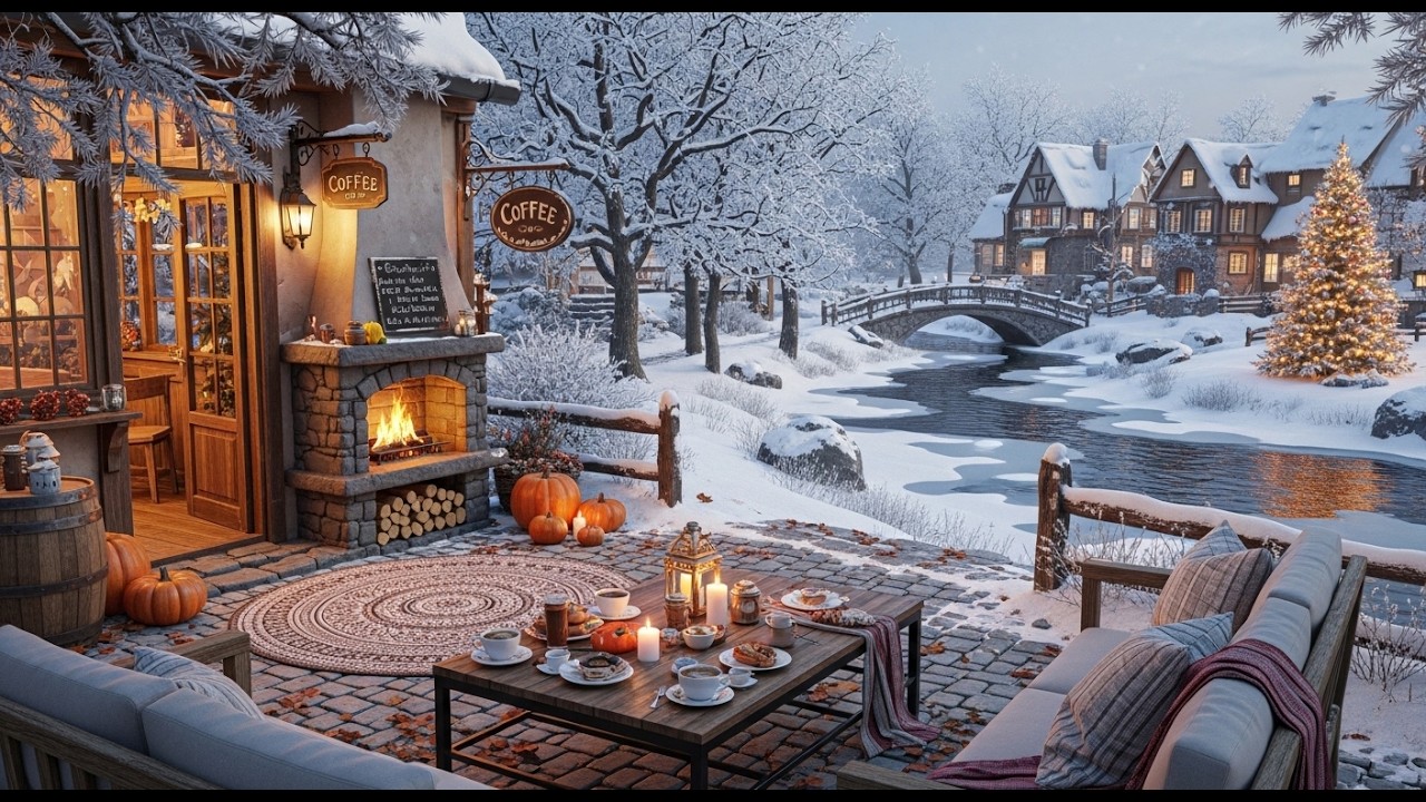 Calm Winter Morning Jazz ❄ Cozy Snowy Porch Ambience for Peace