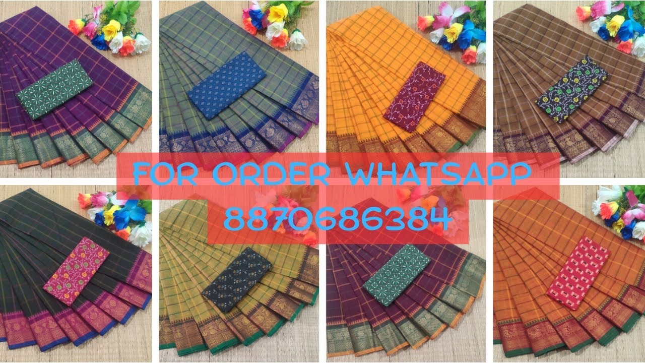 Chettinadu checked cotton sarees | Wholesale price | For order whatsapp 8870686384 | Gmt sarees