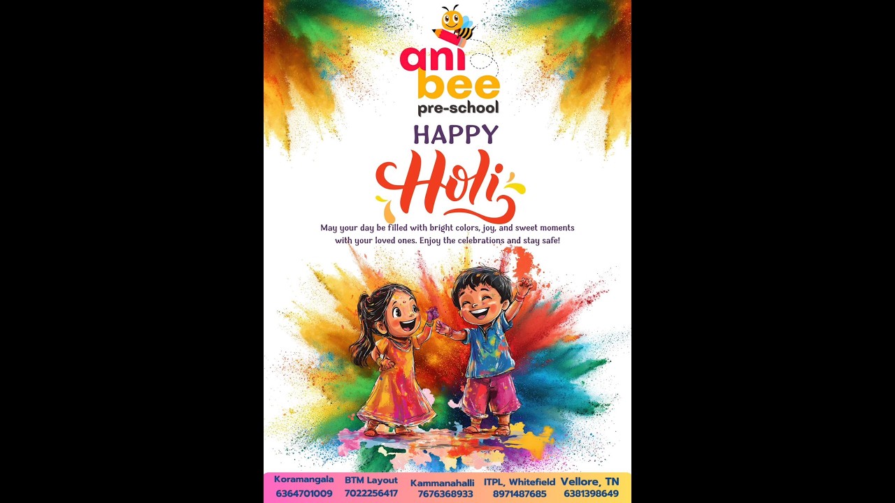 Holi Celebrations in Anibee Preschools #preschoolinbangalore #preschoolnearme #holi