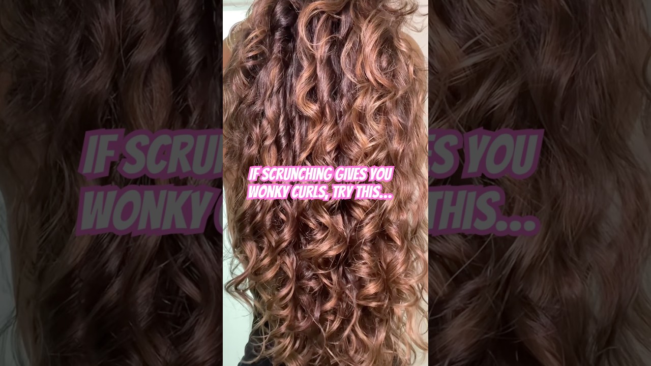 How to scrunch your wavy curly hair for less wonky results. #wavycurly #curlcare #wavyhairtips #wavy