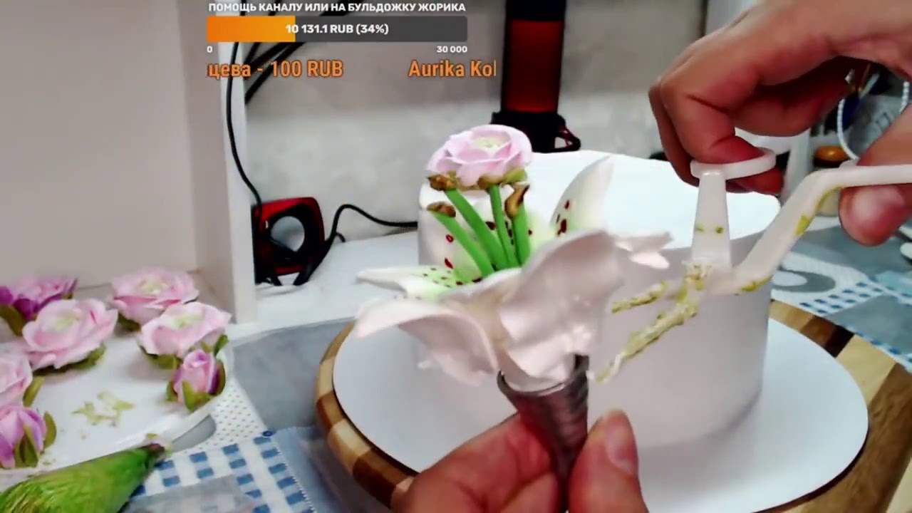 Оформление торта цветами из крема_How to make cake with cream flowers