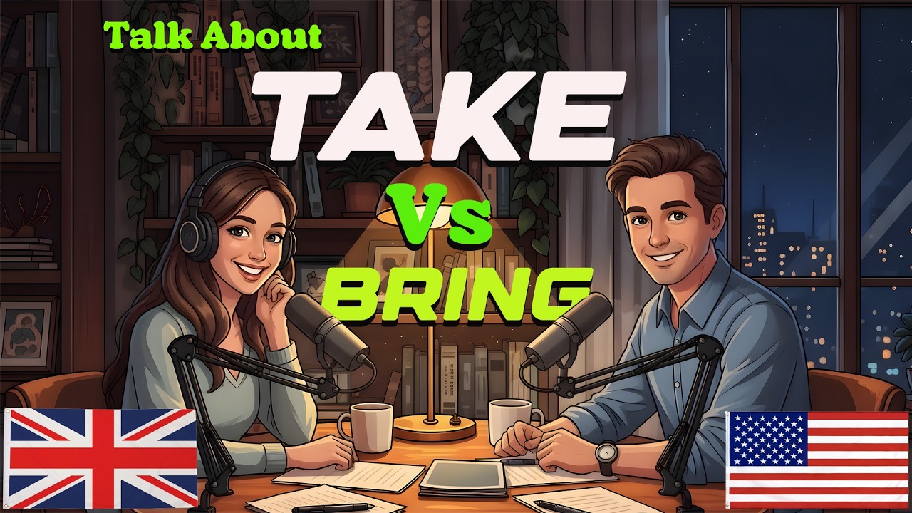 Learn English with Real Conversations Podcast | Difference Between TAKE Vs BRING in English..