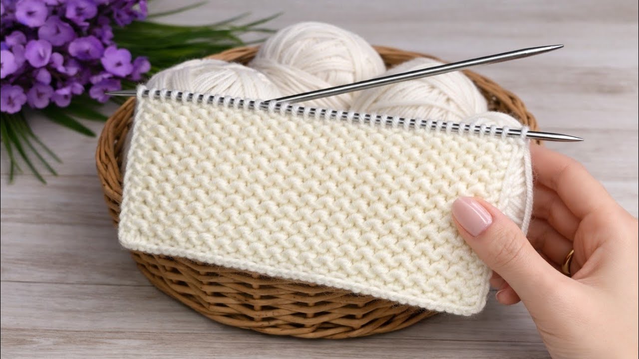 Sadece Tek Sıradan Oluşan Kolay İki Şiş Örgü Yelek Model Desen 💜#knitting #crochet 