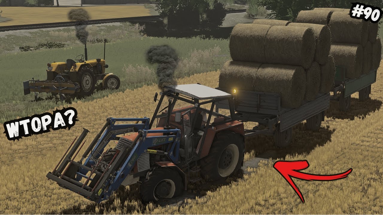 Ciężkie Zbieranie & Zwóz Bel Słomy!🔥WTOPA?😱Zgrabianie Siana!🌱|"Polska Wieś"|#90 FS22