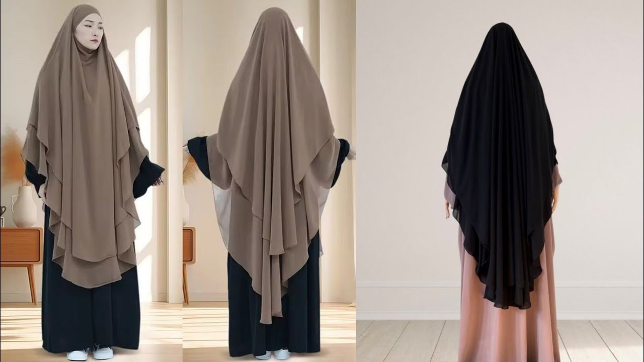 2 layer long khimar cutting and stitching/ Trending long khimar cutting and stitching