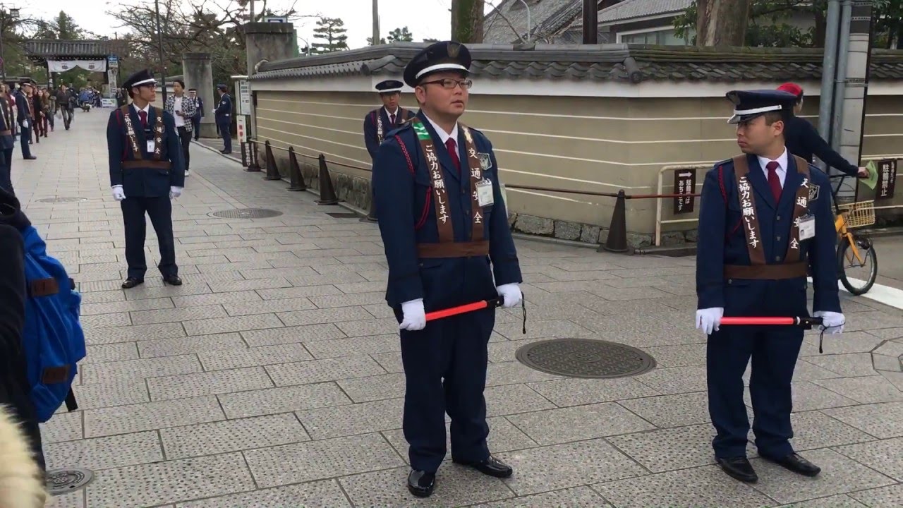 Police directing traffic in Japan - Kyoto