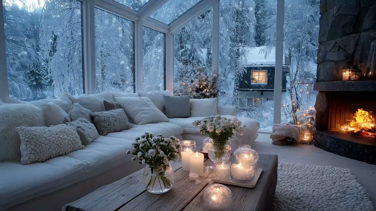 🌧️🎹 Chill Rain Piano | Flowers & White Sofa 3 Hours | Relax Meditation Stress Relief Study Work