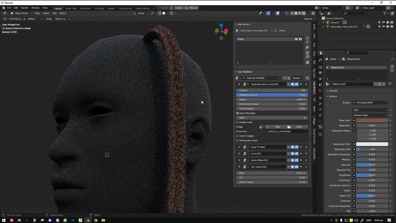 Creating Draidlocks with Hair Curves