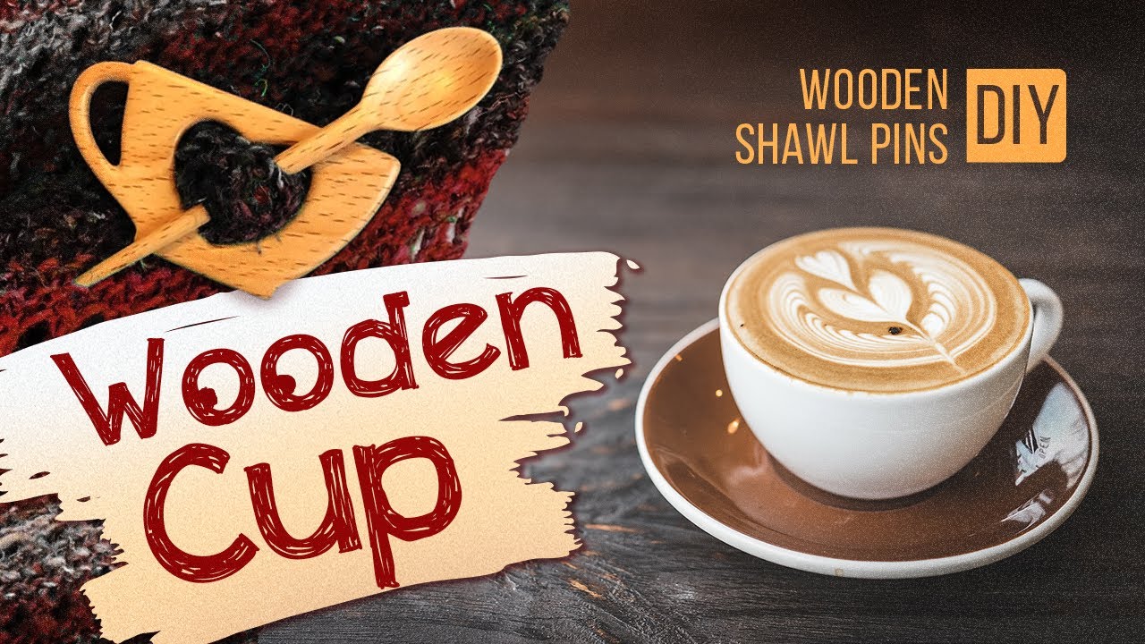 How to Make Wooden Cup and Spoon Pin. Easy Shawl Pin DIY Tutorial.