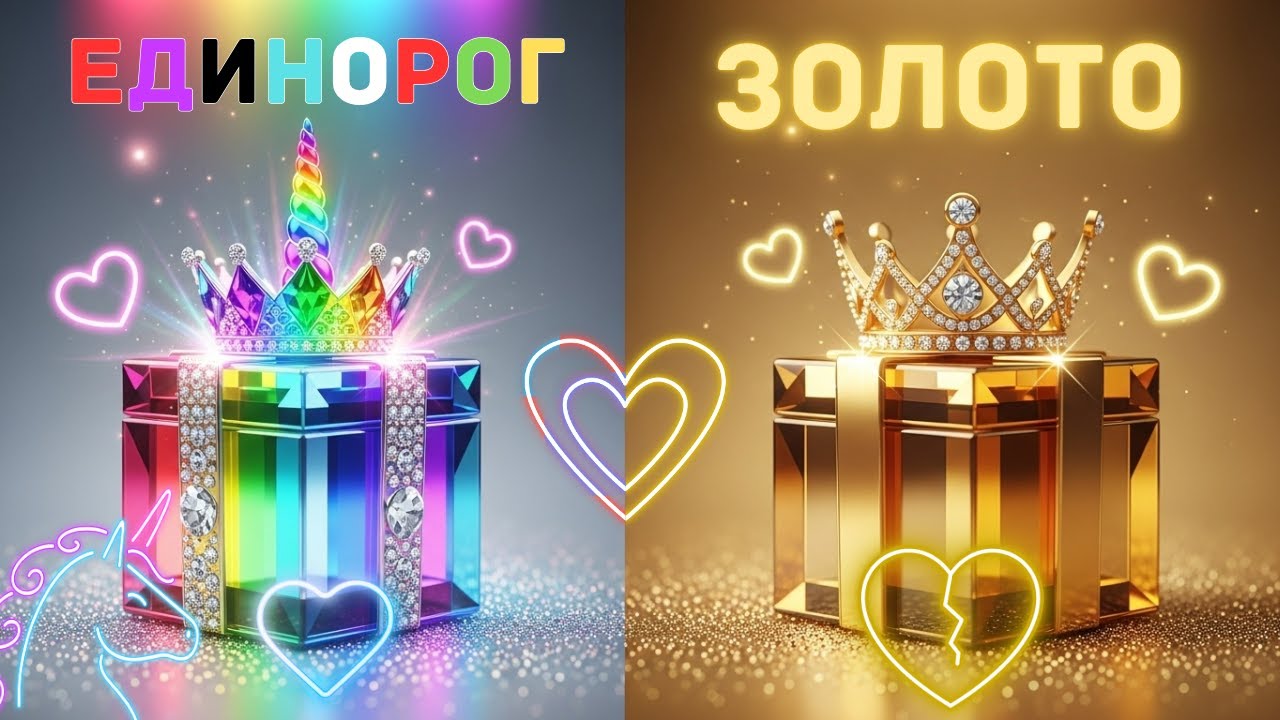 Выбери свой подарок 🎁✨🖱 Челлендж 2 коробки || Единорог против Золота 🦄🏆 #волшебныетехнологии