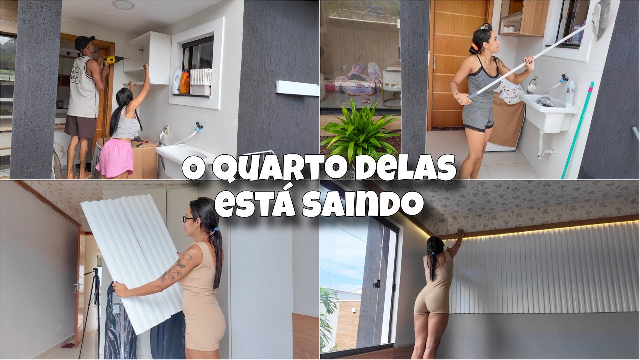 ELE FEZ O ARMÁRIO DA LAVANDERIA | A PAREDE RIPADA MAIS BARATA | FAXINA NO QUINTAL | ROTINA 
