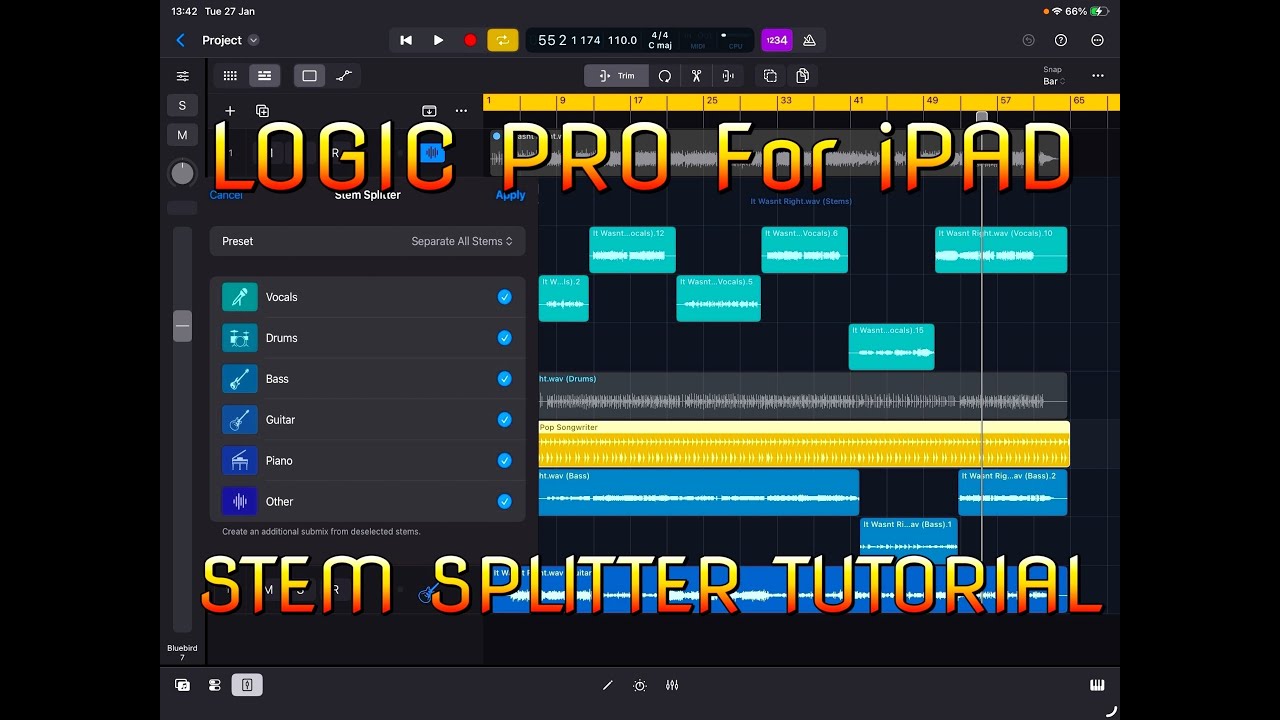 Logic Pro для iPad — обучающее видео и демонстрация практического использования функции разделени...