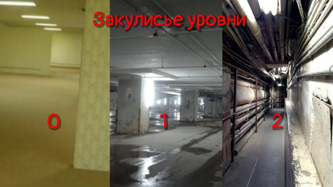 Закулисье (Backrooms) уровни 0,1 и 2.