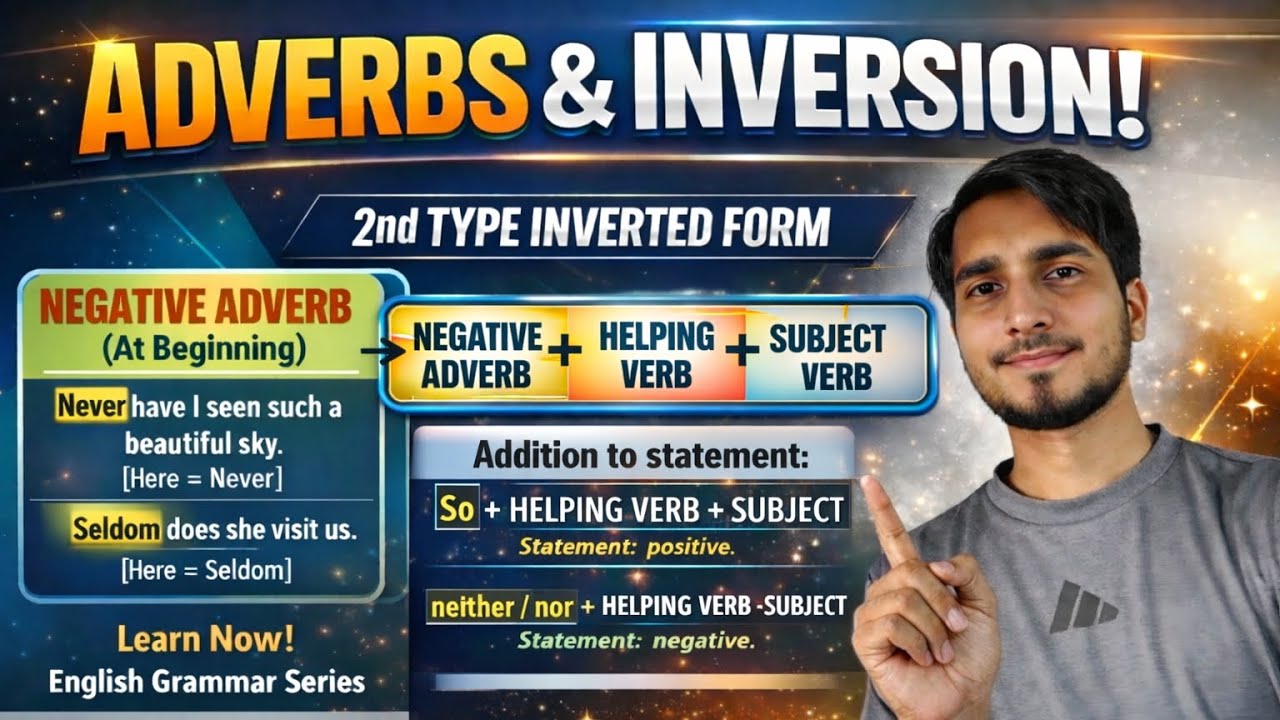 Adverb basic Lec- 4 | 🔥 2nd Type Inverted Form Explained | Negative Adverb Rule | SSC CGL English