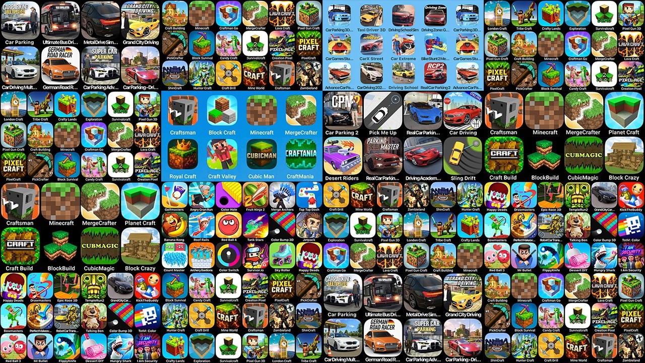 Craft Building,Red Ball 4,Car Parking Multiplayer,Craftsman,Minecraft,Real Car Parking,Red Ball 4