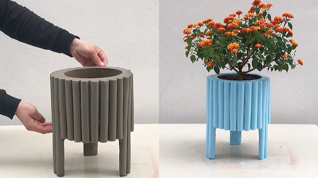 DIY Beautiful Flower Pots With PVC Pipes And Cement - Cement Craft Ideas