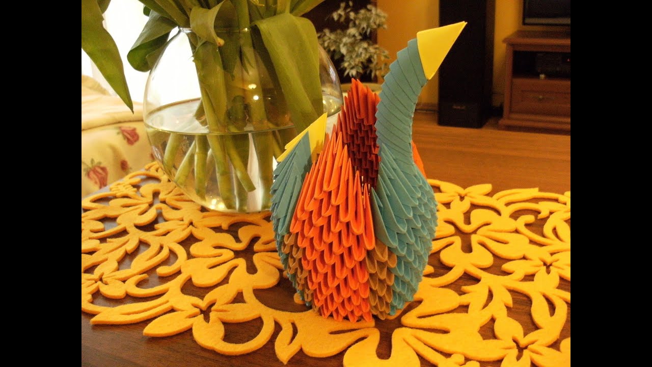 3d Origami - Elegant Crane II (blue)  - How to make